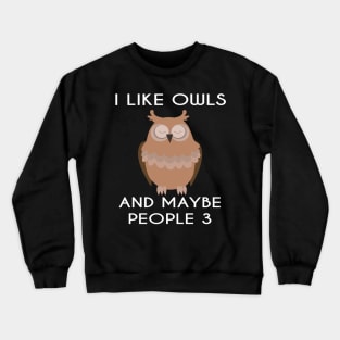 I Like Owls and Maybe 3 People Funny Owl Retro Vintage Gifts Crewneck Sweatshirt